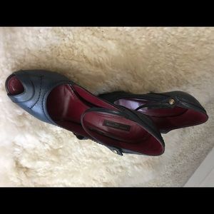 Teal heels Louis Vuitton peep toe heels